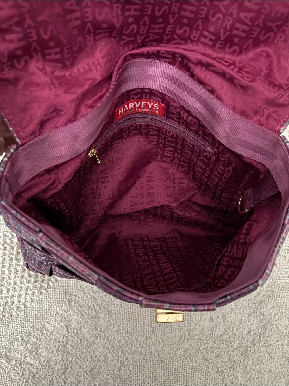 Plum Quilted Tweed Crossbody Bag with Gold-Tone Chain Strap